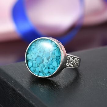 Sleeping Beauty Matrix T&uuml;rkis Ring Messing (Gr&ouml;&szlig;e 20.00) ca. 8,15 ct