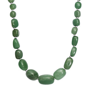 Gr&uuml;ner Aventurin Halskette ca. 45 cm Nickelfreies Messing platiniert ca. 320.00 ct