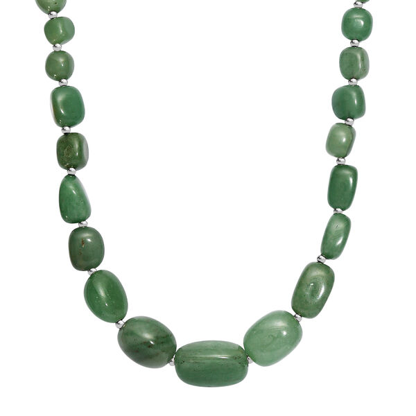 Gr&uuml;ner Aventurin Halskette ca. 45 cm Nickelfreies Messing platiniert ca. 320.00 ct