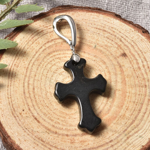 Shungit Cross Anhänger 925 Silber rhodiniert ca. 10,45 ct image number 1