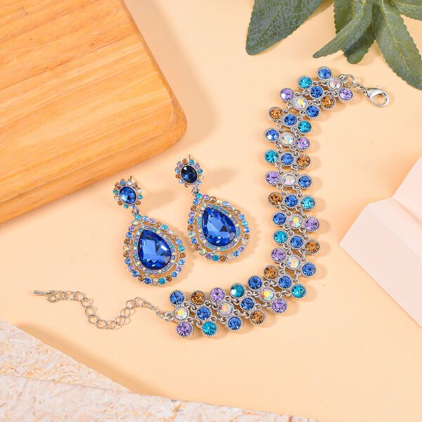 Mehrfarbiger Kristall Schmuckset  Legierung image number 2