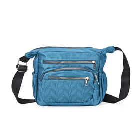 Passage - Multifächer Crossbody Tasche aus Wasserabweisender Nylon und verstellbarer Riemen, voll RFID schutz, 28 x 22 x 10 cm, Türkis