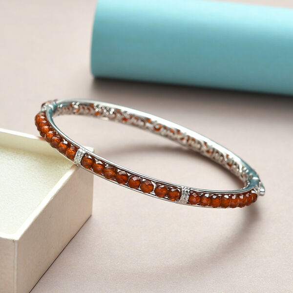 Hessonit Granat-Armreif, 20 cm, Messing platiniert ca. 26,46 ct image number 2