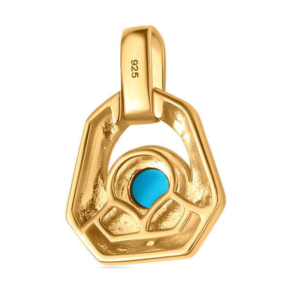 AA Amerikanischer Natürlicher Sleeping Beauty Türkis, Weißer Zirkon Art Deco Anhänger 925 Silber 750 Gelbgold Vermeil ca. 0.51 ct image number 4