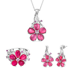 GP Italian Garden Kollektion - Maulbeer Mondstein, Rosa und blaues Saphir Schmuckset
