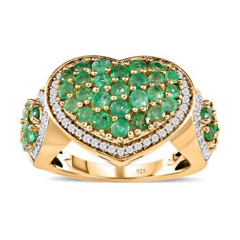 Kagem Sambischer Smaragd Ring, 925 Silber vergoldet (Gr&ouml;&szlig;e 18.00) ca. 1.98 ct