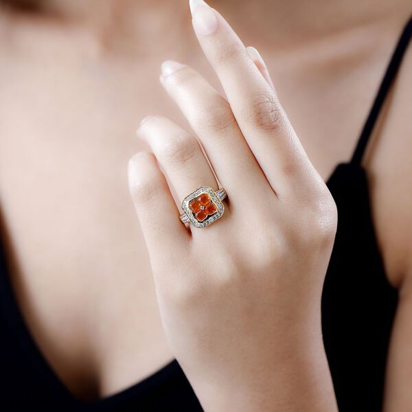 Purpurroter Feueropal und Zirkon-Ring - 1,46 ct. image number 3