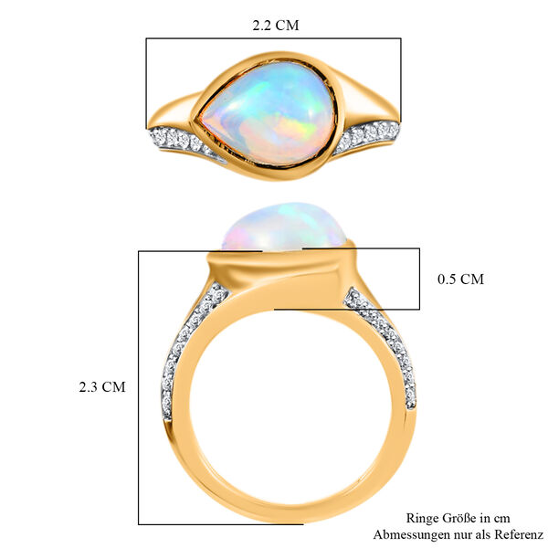 Nat&uuml;rlicher, &auml;thiopischer Opal und Zirkon-Ring, 925 Silber Gelbgold Vermeil  ca. 1,76 ct image number 9