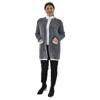 Kuschelig weicher und langer Cardigan mit Taschen, One Size, Karomuster