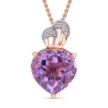 GP Amore Kollektion - Rose de France Amethyst und Kanchanaburi blauer Saphir-Anh&auml;nger mit Kette, ca. 50 cm, 925 Silber Ros&eacute;gold Vermeil ca. 6.24 ct