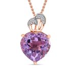 GP Art Déco Kollektion - Rose De France Amethyst, Diamant und Kanchanaburi blauer Saphir-Anhänger mit Kette in Silber image number 0