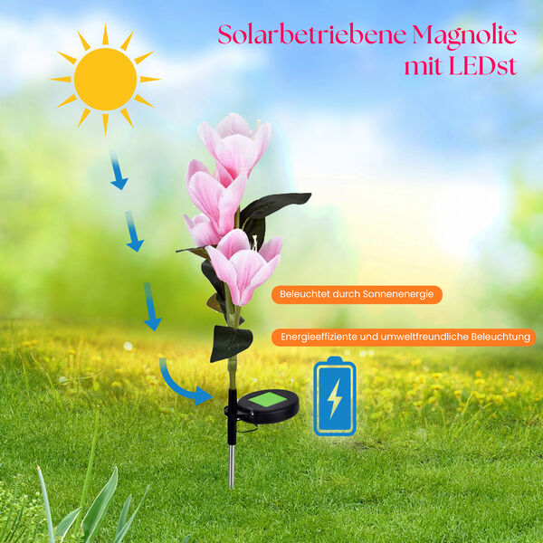 Solarbetriebene Magnolie mit LEDs image number 1