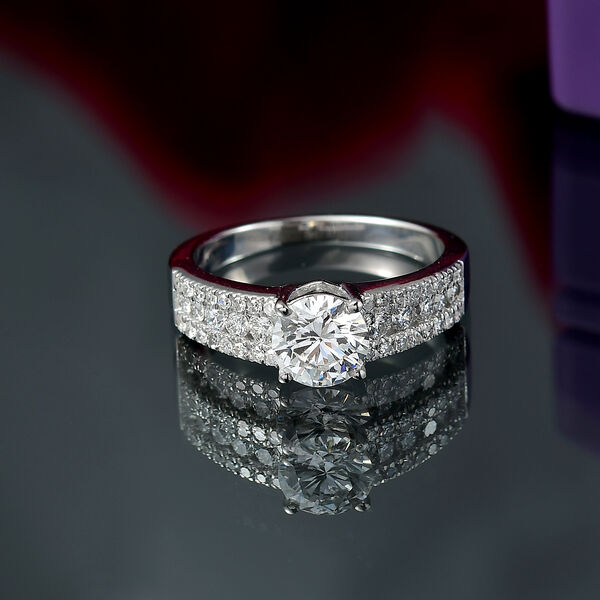 LUXURIANT SGL zertifizierter SI-GH Labor Diamant Ring, 925 Silber rhodiniert - 1,51 ct. image number 1