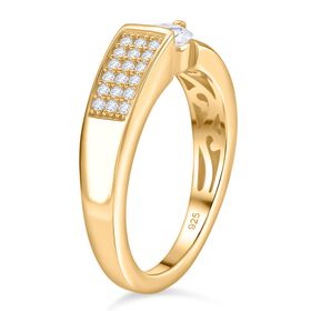 Moissanit Ring 925 Silber vergoldet (Größe 21.00) ca. 0,70 ct