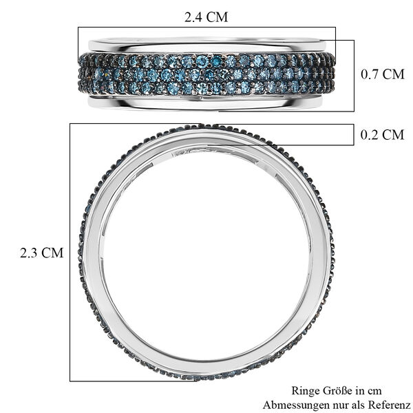 LUXURIANT DIAMOND - Lab Grown Blauer Diamant SI-GH SGL zertifiziert Ring 925 Silber rhodiniert (Gr&ouml;&szlig;e 19.00) ca. 1,00 ct image number 6