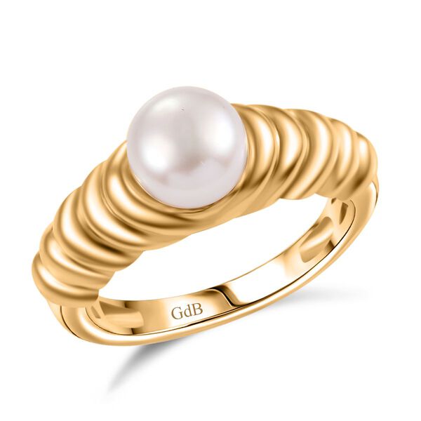 Süßwasser Perle Ring, (Größe 18.00), goldfarben image number 3