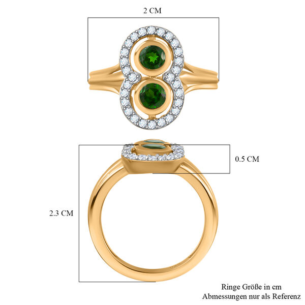 Natürlicher Chromdiopsid und Zirkon Ring 925 Silber vergoldet  ca. 0,98 ct image number 7