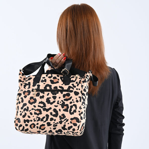 Leopardenmuster Schultertasche f&uuml;r Damen, Gr&ouml;&szlig;e 32x12x25 cm, Schwarz und Braun image number 3