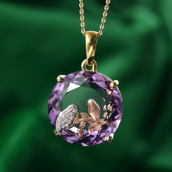 GP Trionfo Kollektion- AA Rose De France Amethyst, Zirkon und blauer Saphir Anhänger mit 50cm Kette- 20,27ct. image number 2