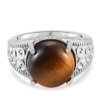 Tigerauge Ring Edelstahl (Gr&ouml;&szlig;e 16.00) ca. 5,77 ct