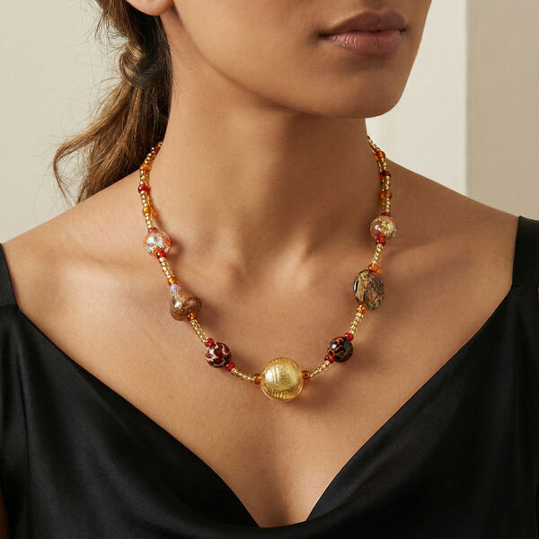 IL MURANO DI FRANCESCA Hearth colours Halskette ca. 45 cm + 5 cm Extender, 925 Silber 750 Gelb Vergoldet image number 2