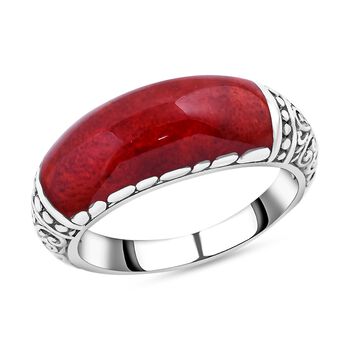 Royal Bali - Rote Koralle Ring, 925 Silber, (Gr&ouml;&szlig;e 17.00), ca. 4.00 ct