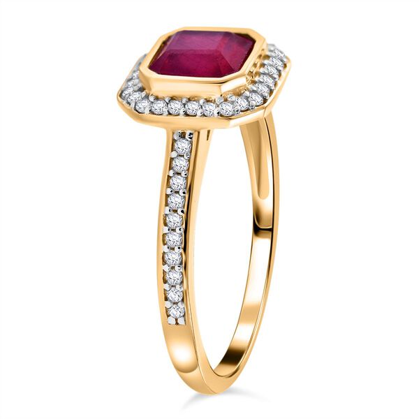 AA Afrikanischer Rubin (Fissure gef&uuml;llt), Wei&szlig;er Zirkon Ring 925 Silber Gelbgold Vermeil (Gr&ouml;&szlig;e 20.00) ca. 1,76 ct image number 2