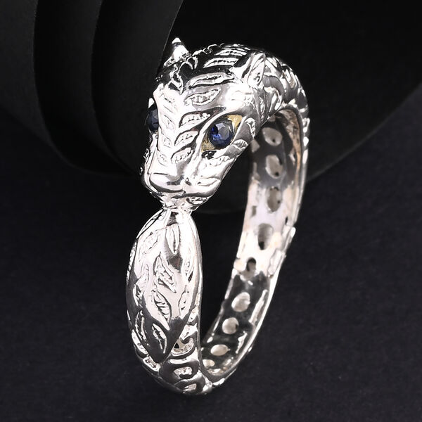 D'Joy Royal Bali Ceylon-Saphir Panther Ring 925 Silber (Gr&ouml;&szlig;e 21.00) image number 2