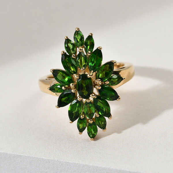 Natürlicher Chromdiopsid-Ring, 925 Silber vergoldet  ca. 2,40 ct image number 2