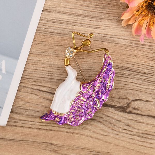 Wei&szlig;er Kristall Brosche emailliert image number 2