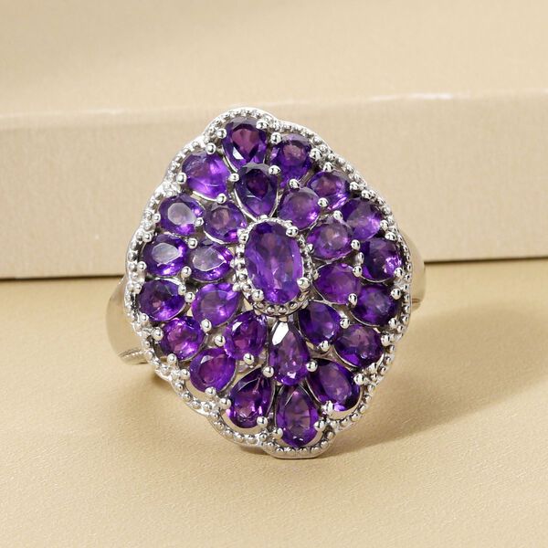 Afrikanischer Amethyst-Ring 925 Silber platiniert  ca. 4,97 ct image number 2