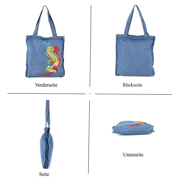 Shoppertasche, 33x35x5cm, Blau, Ph&ouml;nix-Stickerei image number 4