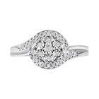 Weißer Diamant P Ring, 925 Silber platiniert, (Größe 20.00) ca. 0.25 ct