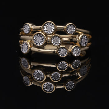 Wei&szlig;er Diamant Ring, 925 Silber Gelbgold Vermeil (Gr&ouml;&szlig;e 19.00) ca. 0.10 ct