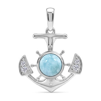 D'Joy Larimar, Wei&szlig;er Zirkon Anh&auml;nger 925 Silber Platiniert ca. 1,89 ct.