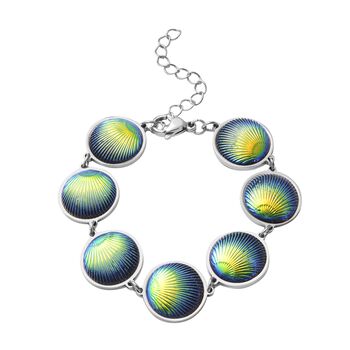 Muschel-inspiriertes Harzperlen-Design Armband, ca. 18.5 cm+ 5 cm extender, Reiner Edelstahl, Gr&uuml;n