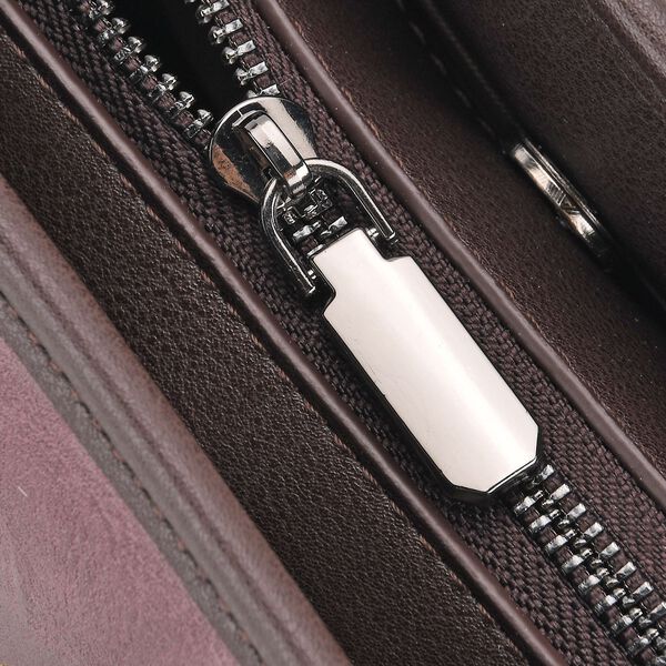 Bestickte Crossbody Tasche, Kunstleder, Blumen Design, 32 x 12 x 25 cm, Dunkelviolett image number 6