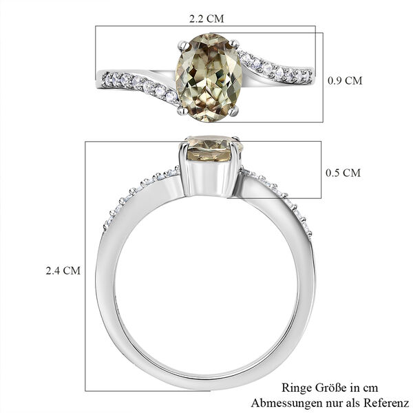 AAA Turkizit und wei&szlig;er Zirkon-Ring, 925 Silber platiniert  ca. 1,49 ct image number 7