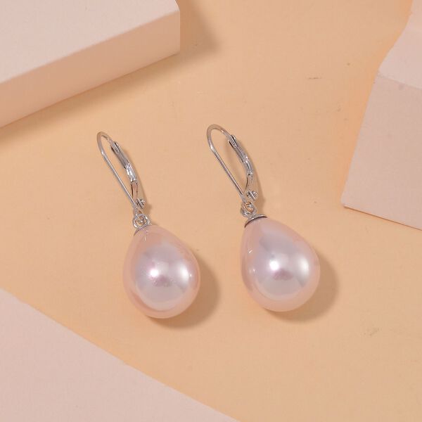 Rosa Muschelkernperle Ohrringe 925 Silber rhodiniert image number 2