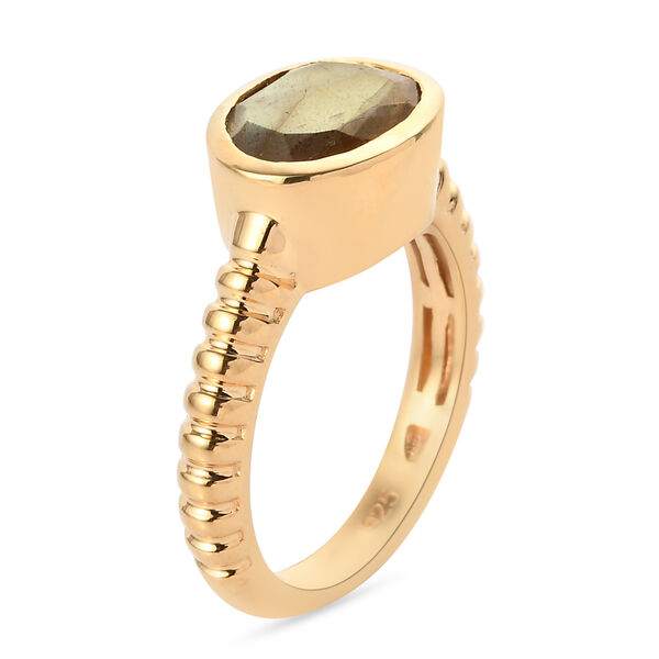 Labradorit Solit&auml;r Ring 925 Silber 585 Vergoldet image number 5