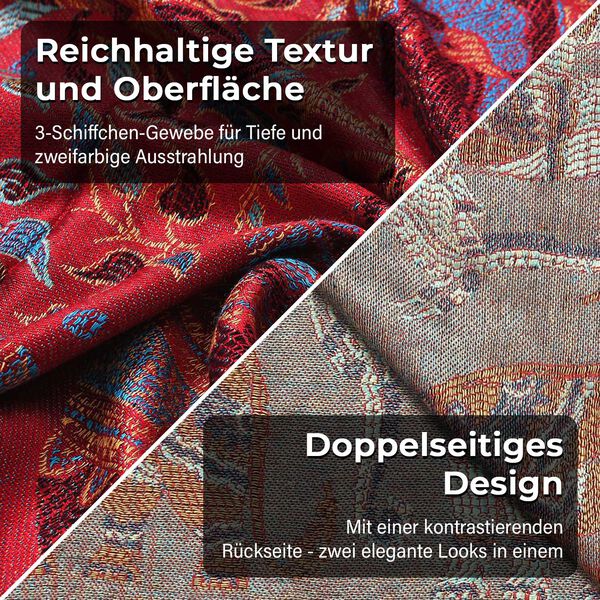 Jamawar-Schal, 3-Schiffchen-Webung, 70x200 cm, Elefant image number 5