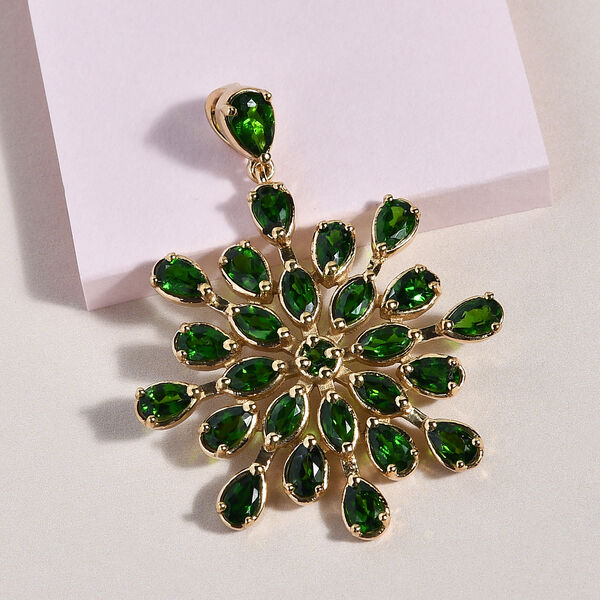 Nat&uuml;rlicher Chromdiopsid Anh&auml;nger 925 Silber vergoldet  ca. 5,27 ct image number 2