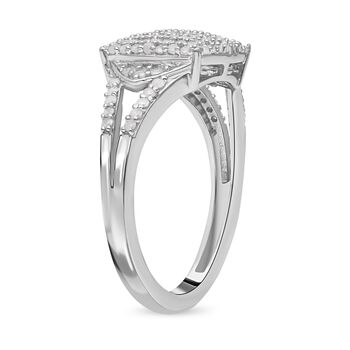 Wei&szlig;er Diamant Ring, 925 Silber platiniert (Gr&ouml;&szlig;e 20.00) ca. 0.50 ct