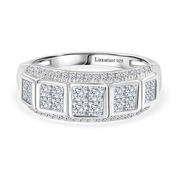 LUXURIANT SGL zertifizierter SI-GH Labor Diamant Ring, 925 Silber rhodiniert - 1 ct.
