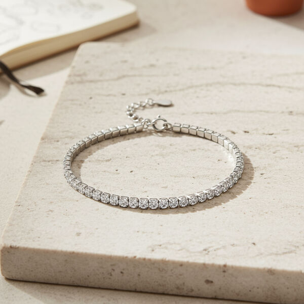 LUSTRO STELLA weißes Zirkonia 20cm Armband, 925 Silber rhodiniert - 3,45 ct. image number 2