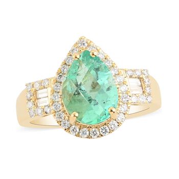 Iliana AAA Kolumbianischer Smaragd, Wei&szlig;er Diamant Ringe 750 Gold (Gr&ouml;&szlig;e 17.00) ca. 2.70 ct