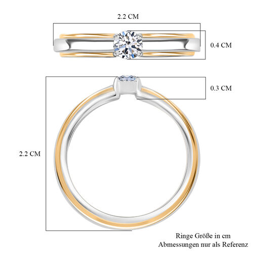 Lab Grown Diamant SI Ring 925 Silber Rhodiniert und 750 Gelbgold Vermeil (Größe 18.00) ca. 0,50 ct image number 6
