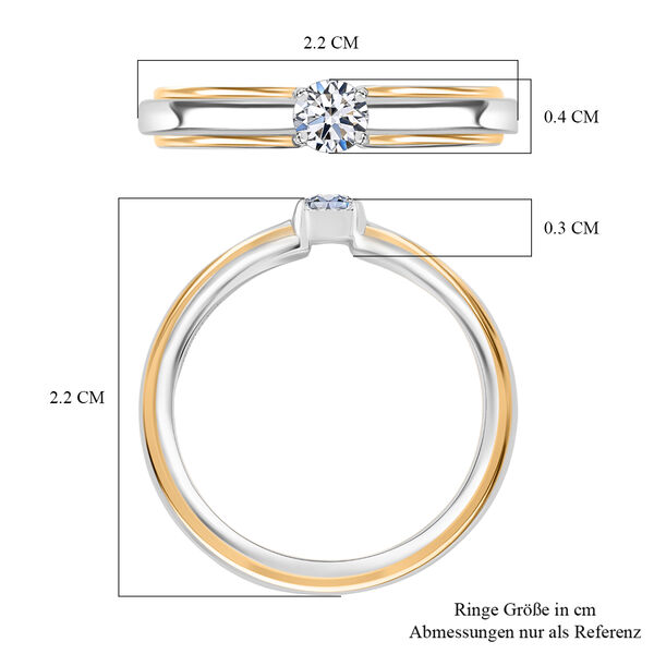 LUXURIANT DIAMOND -Lab Grown Diamant SI-GH SGL zertifiziert Ring, 925 Silber Rhodiniert und 750 Gelbgold Vermeil (Größe 18.00) ca. 0.50 ct image number 7