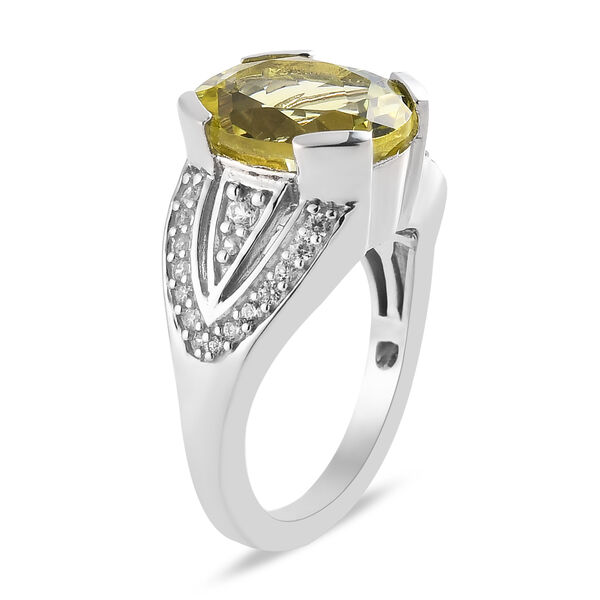 Ouro Verde-Quarz und Zirkon Ring 925 Silber platiniert image number 5