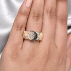 Natürlicher Äthiopischer Opal und schwarzer Spinell Ring 925 Silber platiniert image number 2